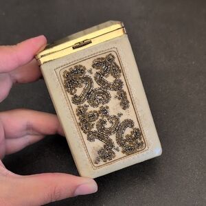 Vintage Beaded Cream Cigarette Case
